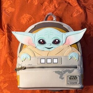 Loungefly Grogu Mini Backpack in Mint, Beige & Brown